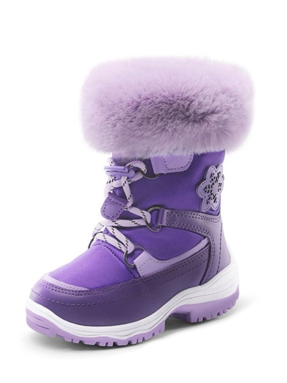 Dream Pairs Purple Girls Fur-Trim Winter Boots